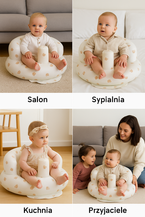 Dmuchana sofa dla maluszka z wbudowaną pompką