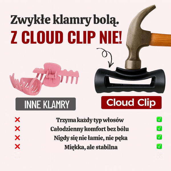 Cloud Clip™ – elastyczna i trwała klamra do włosów  Zero bólu, zero złamań